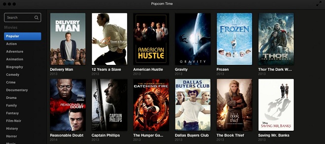 Popcorn Time logiciel mosaïque